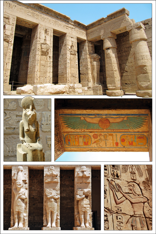 Medinet habu, Pylon, funerary temple ,ฟาโรห์ Ramses III,เทพีเนคเบ็ต ผู้พิทักษ์อิยิปต์บน เทพีเซคเม็ต เทพีแห่งสงคราม